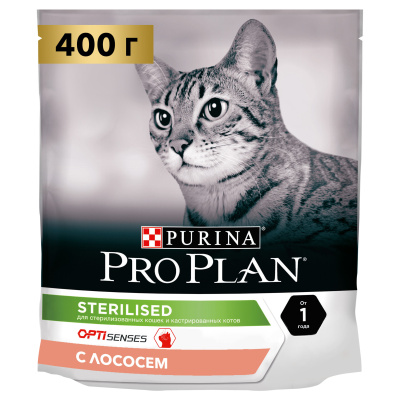 Pro Plan Sterilised Сухой корм для кошек  для стерилизованных кошек с лососем 400 г