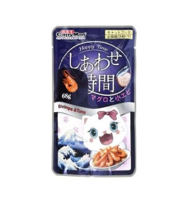 Влажный корм для котят и взрослых кошек "Момент счастья" на основе креветок и тихоокеанского тунца, 68г