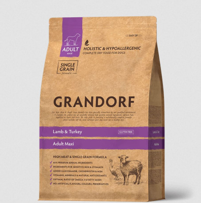 GRANDORF DOG Сухой корм для собак крупных пород с ягнёнком и индейкой, 3 кг.