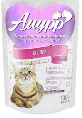 Амурр Влажный корм для кошек Кролик в желе 100 гр
