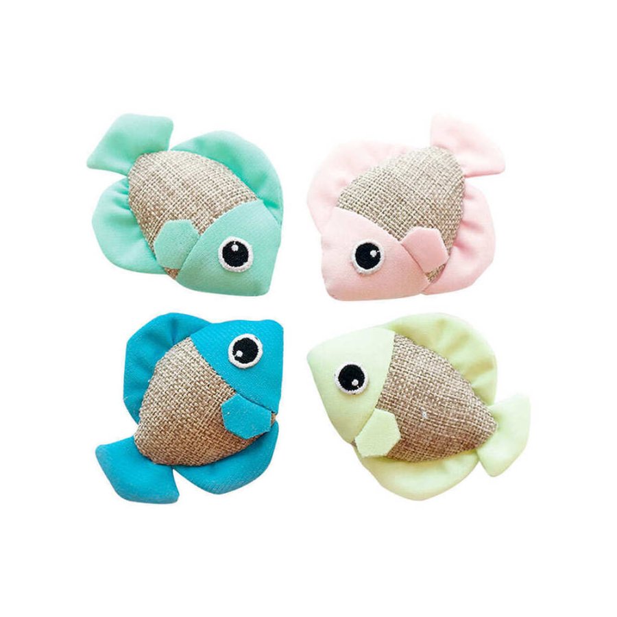 M-PETS Игрушка текстильная для кошек PLAY Рыбка, 8x4x7 см, цвет в ассортименте