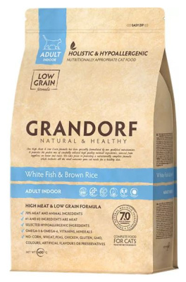 GRANDORF CAT White Fish&Turkey SKIN&CARE (Белая рыба с индейкой - забота о коже и шерсти для кошек) 0,4 кг.