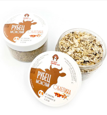 Лакомство Lucky Animals для собак Рубец говяжий молотый с облепихой, 90 гр