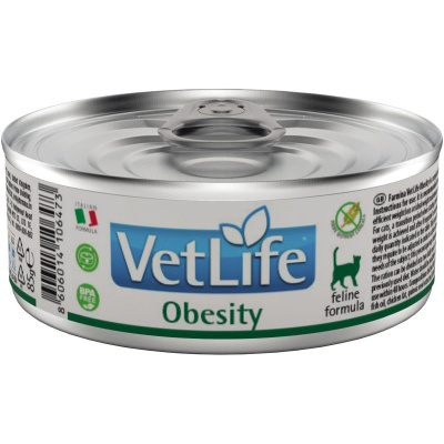 Консервы FARMINA VETLIFE NATURAL DIET CAT OBESITI для взрослых кошек с курицей и рыбой диета при ожирении, 85 гр