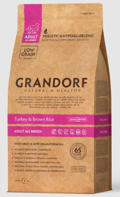 Сухой корм GRANDORF DOG Turkey&Rice All Breeds для взрослых собак всех пород, с индейкой и рисом, 1 кг