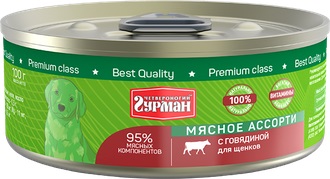 Четвероногий гурман Корм консервированный для щенков "Мясное ассорти с говядиной", 100 г