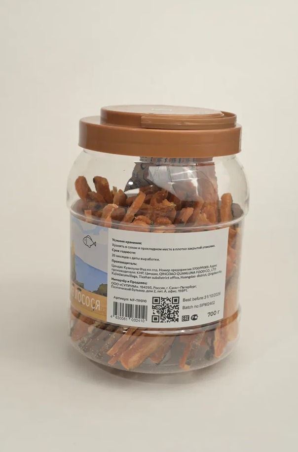 NORD FARM Лакомство для собак Стрипсы мраморные из лосося - 700 гр