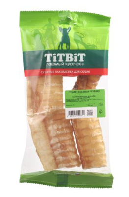 TITBIT Лакомство для собак Трахея говяжья резаная, 8,5см, упаковка 15шт