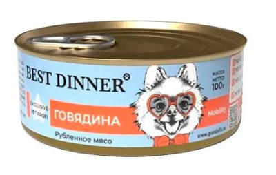 Best Dinner консервы для собак  Vet Profi Mobility Exclusive Говядина 100 гр