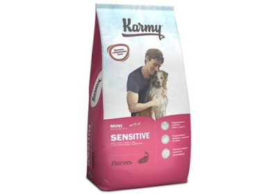 Karmy Sensitive Mini     Лосось 10кг. Полнорационный сухой корм для собак мелких пород  старше 1 года, с чувствительным пищеварением