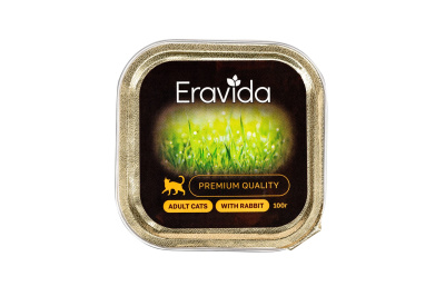 Eravida влажный корм для взрослых кошек кусочки в желе с кроликом - 100 г