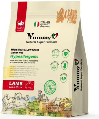 Yummy Linea сухой полнорационный корм для взрослых собак малых и миниатюрных пород с ягнёнком, 0,8 кг