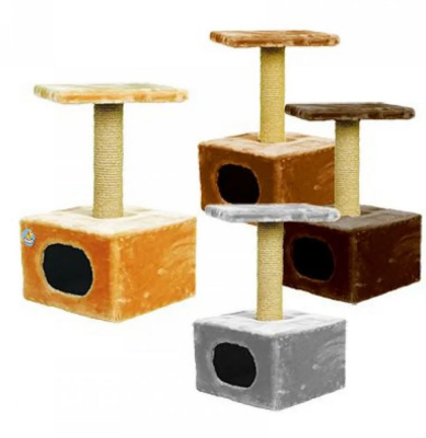 Зооник дом для кошки, одн.мех, большой (420х420х720) бежевый