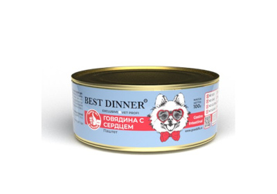 Best Dinner консервы для собак GastroIntestinal Exclusive Vet Profi Говядина с сердцем, 100 гр