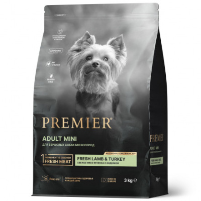Premier Dog Lamb&Turkey ADULT Mini      Ягненок с индейкой для собак мелких пород     3 кг