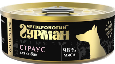 Четвероногий гурман Корм консервированный для собак "Golden line Страус", 100 г