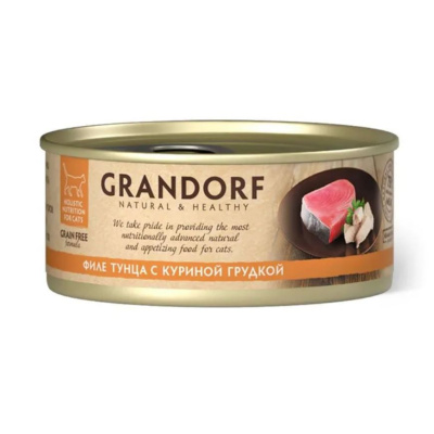 Консервы для кошек GRANDORF Филе тунца с куриной грудкой в желе, 70 гр Консервы для кошек GRANDORF Филе тунца с куриной грудкой в желе, 70 гр