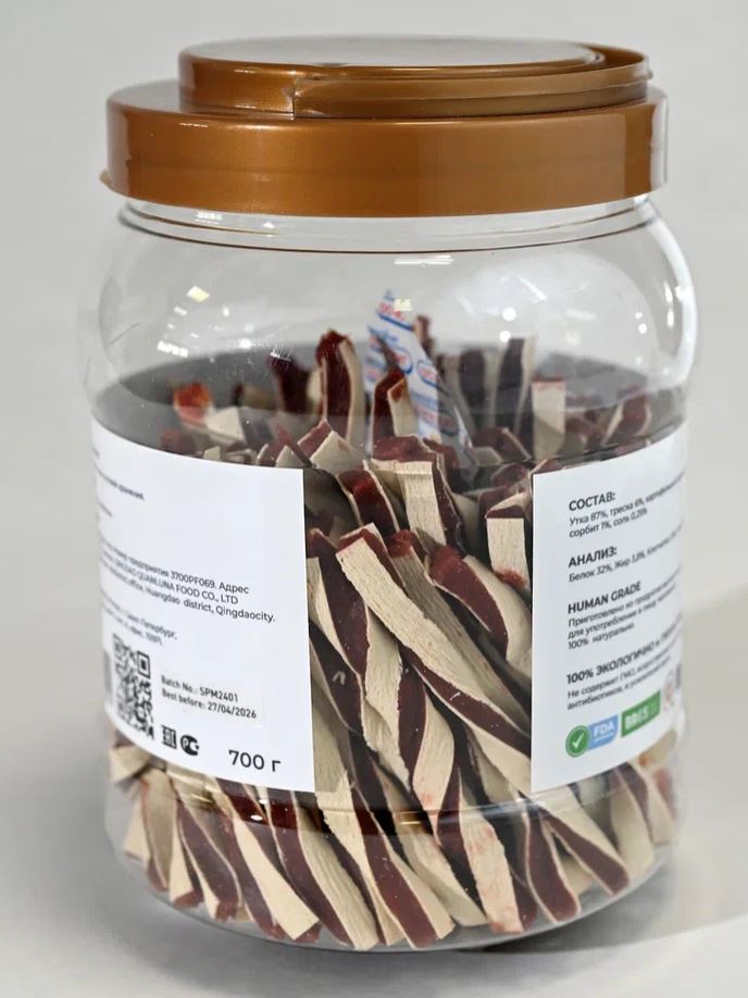 NORD FARM Лакомство для собак Твистеры из утки -  700 гр