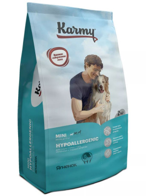 Karmy Hypoallergenic Mini Полнорационный сухой корм для собак мелких пород  старше 1 года, склонных к пищевой аллергии, Ягненок - 2 кг (Биотех)