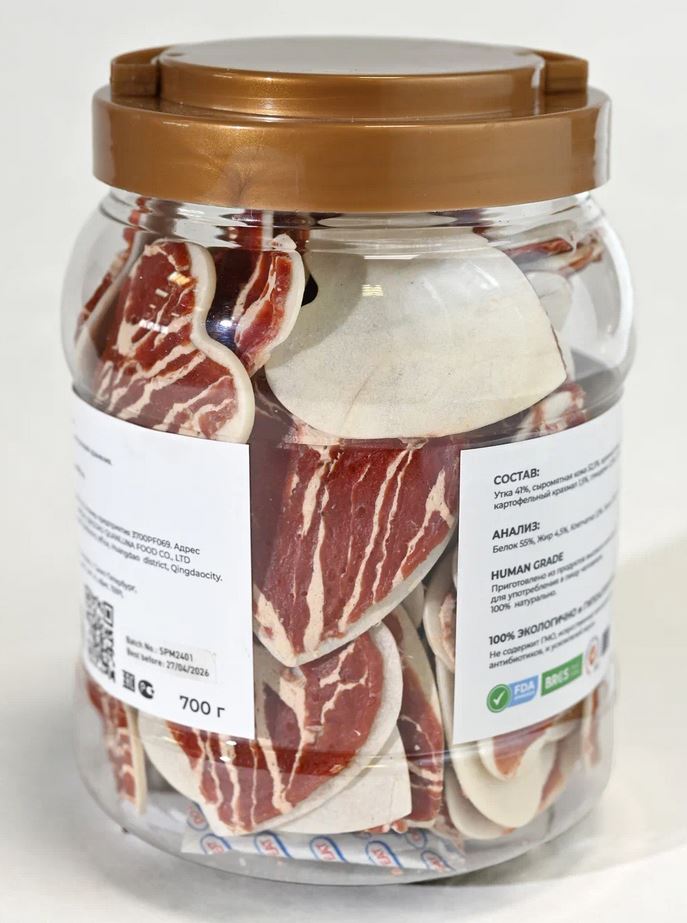 NORD FARM Лакомство для собак Сердечки из мраморной утки - 700 гр