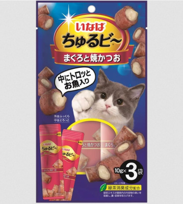 Лакомство для кошек INABA CHURU BEE Запеченные трубочки с тунцом Магуро и Кацуо, 30 гр