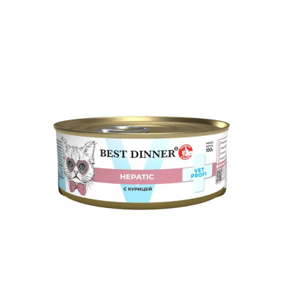 Best Dinner Exclusive Vet Profi Hepatic Диетические консервы для кошек с курицей - 100 гр