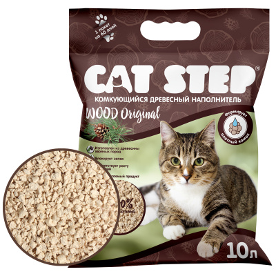 Наполнитель Cat Step Wood Original растительный комк. 10литров
