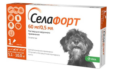 Селафорт для собак, (5,1 - 10 кг) 1пип х 0,5мл/60мг