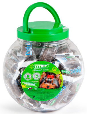 TiTBiT Лакомство для собак Колбаски Petini с индейкой, банка 2 л, 60 шт