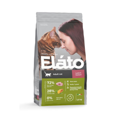 Elato Holistic Adult Cat Lamb & Venison Сухой корм для взрослых кошек с ягненком и олениной, 1,5 кг Elato Holistic Adult Cat Lamb & Venison Сухой корм для взрослых кошек с ягненком и олениной, 1,5 кг