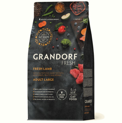 GRANDORF Fresh CAT Adult LARGE сухой корм для кошек крупных пород, свежее мясо ягненка с бататом -400г