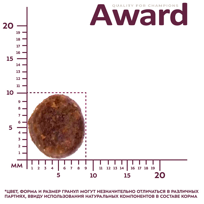 Сухой корм AWARD для щенков от 1 месяца, беременных и кормящих сук всех пород с ягненком и индейкой с добавлением яблока и черники, 2 кг
