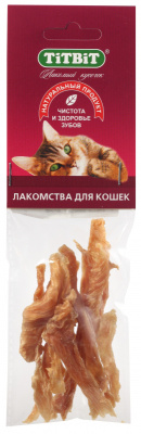 TITBIT Лакомство для кошек Филе куриное соломка, мягкая упаковка, 14 гр