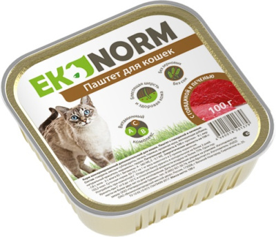 Ekonorm д/кошек паштет с говядиной и печенью 100 гр