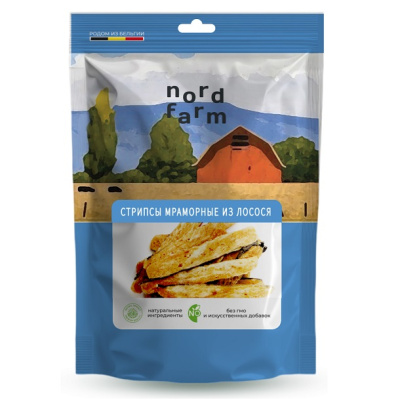 NORD FARM Лакомство для собак "Стрипсы мраморные из лосося" - 90 гр