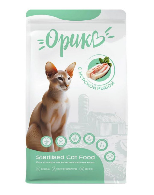 Орико Полноценный сухой корм для взрослых и стерилизованных кошек С морской рыбой 1,5кг