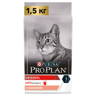Pro Plan Original сухой корм для кошек для поддержания здоровья органов чувств с лососем 1.5 кг
