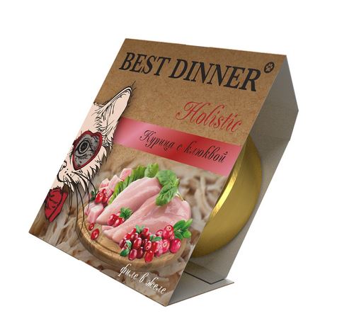 Best Dinner Holistic Sterilised Влажный корм для стерилизованных кошек. Курица с клюквой в желе, 75 гр