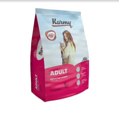 Сухой корм для взрослых кошек KARMY Adult Курица — 1,5кг + Стикер "Акция 500г бесплатно"
