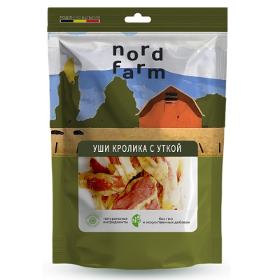NORD FARM Лакомство для собак "Уши кролика с уткой", 90 гр