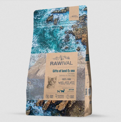 Rawival "Gifts of Land&Sea" Сухой корм для котят и беременных кошек с курицей и рыбой, 0,4кг