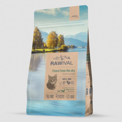 Rawival "Finest from the Sky" Сухой корм для взрослых кошек с уткой и индейкой, 0,4кг