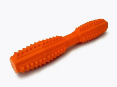 Игрушка для собак Зооник "Палка литая с шипами" оранжевая, 21 см