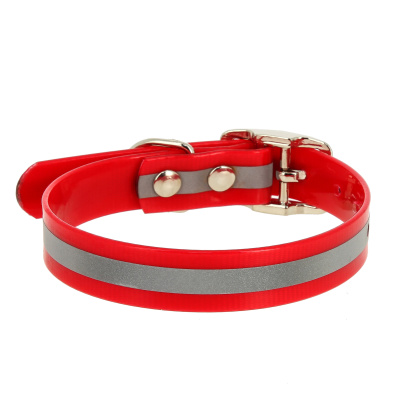 Ошейник для собак Каскад Biotan биотан со светоотражающей полосой красный 12 мм 24 – 28 см