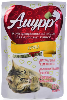 Амурр Влажный корм для кошек Курица в соусе 100 гр