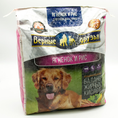 Верные друзья Корм для собак всех пород Ягненоки рис 5 кг