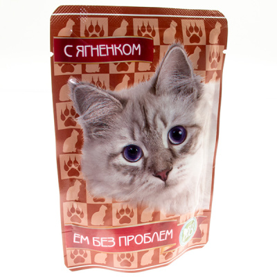 ЕМ БЕЗ ПРОБЛЕМ Влажный корм для кошек Ягненок 85 гр
