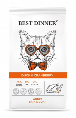 Best Dinner Adult Cat Duck & Cranberry для взрослых кошек с уткой и клюквой 10 кг