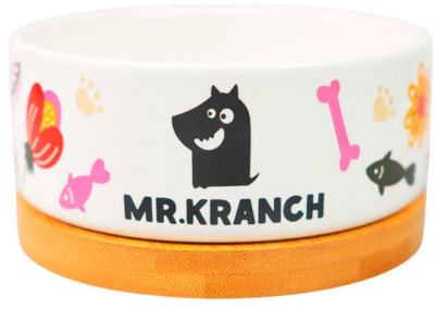 Миска Mr.Kranch Bamboo 340 мл Цветы Прованса керамическая на бамбуковой подставке розовая