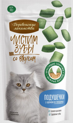 Лакомства для кошек "Деревенские Лакомства" Подушечки с кремом из говядины 30г